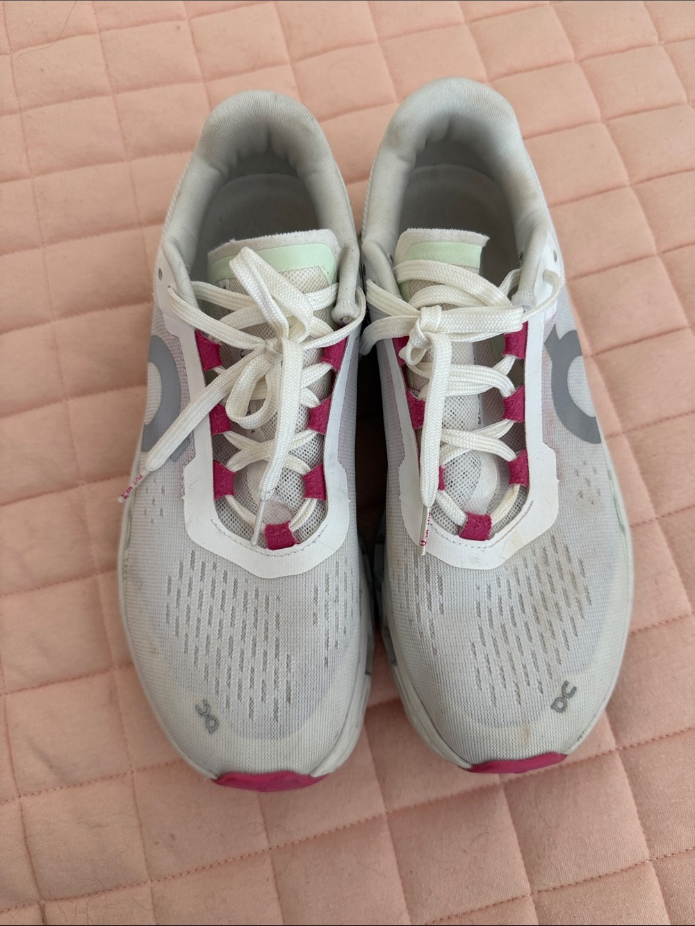 On Running Cloudnova Women’s Running Shoes - White with Mint and Pink Accents - Picture 2 of 4